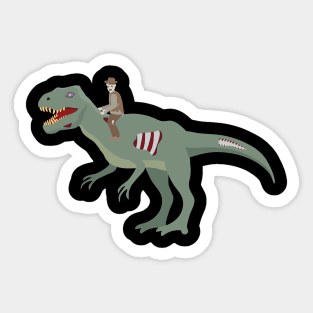 Halloween Zombie Paleontologist riding Zombie Dinosaur Sticker